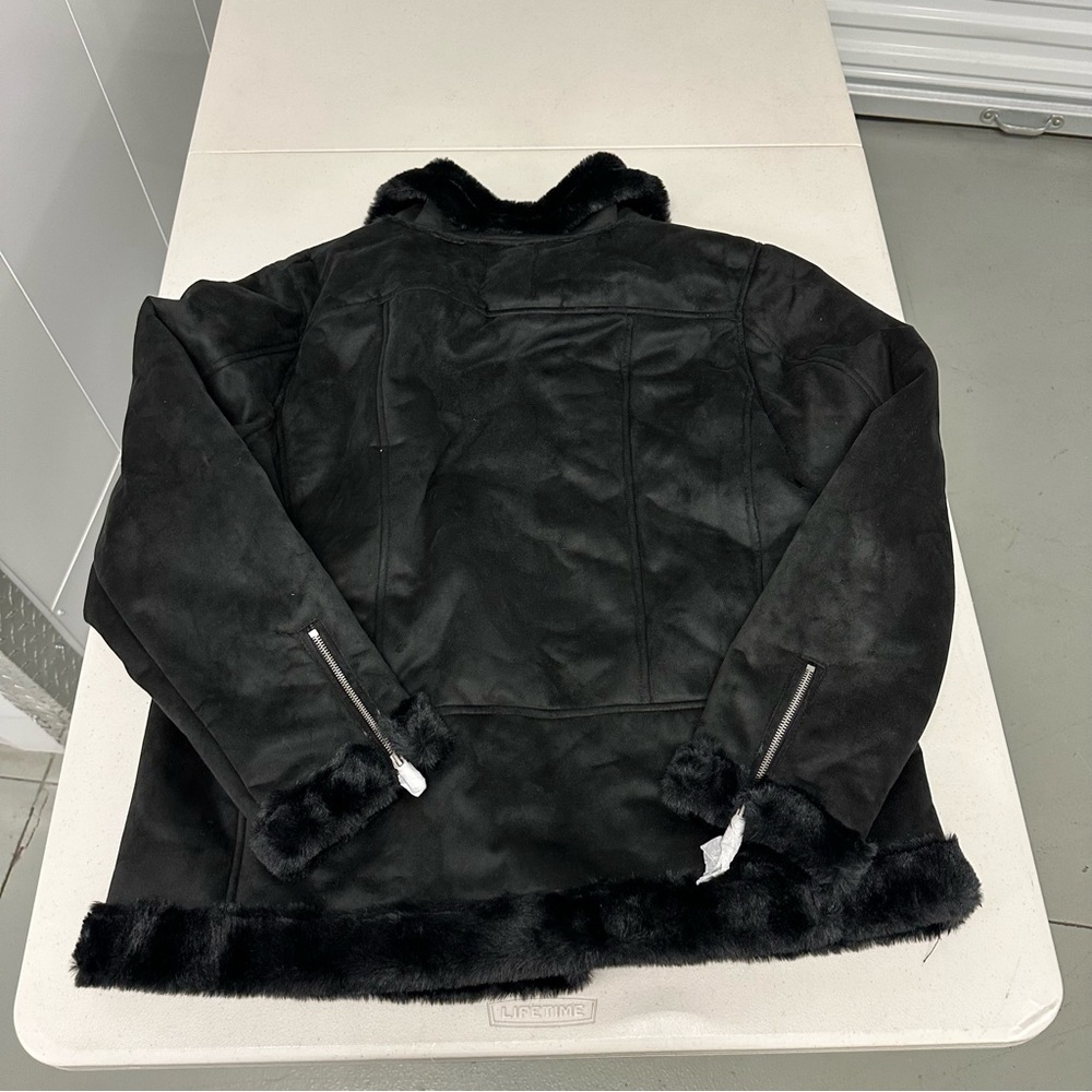 Boohooman Big & Tall Faux Fur Lined Suede Aviator Jac… Gem